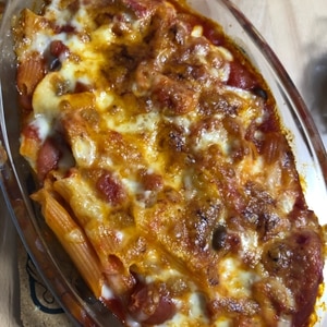 トマト煮チキンのマカロニグラタン レシピ 作り方 By ぱんだパンだ 楽天レシピ